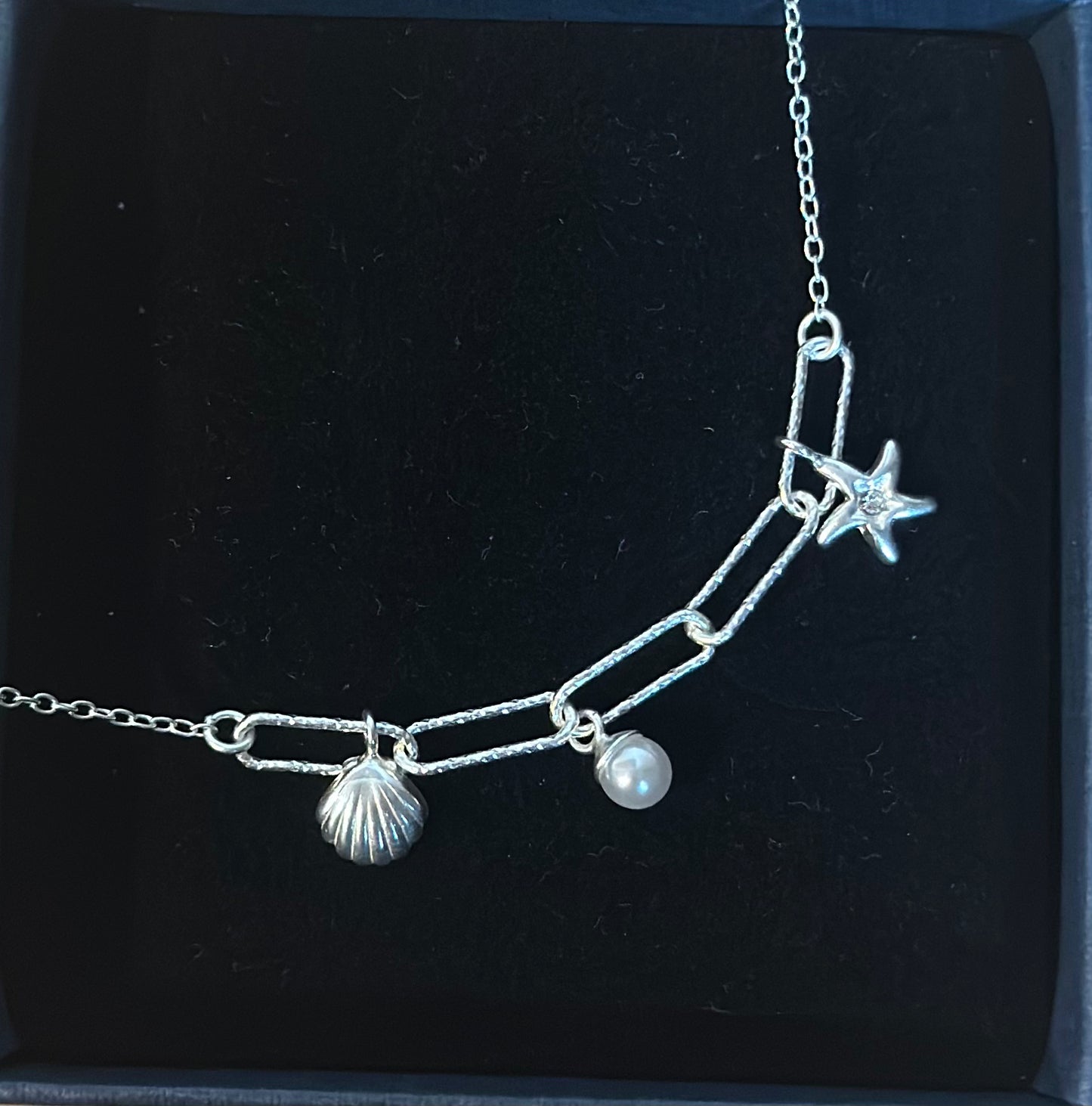 Shell And Starfish Silver Chain Bracelet
