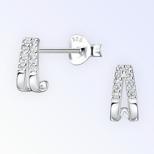 Double Line Half Hoop Ear Studs