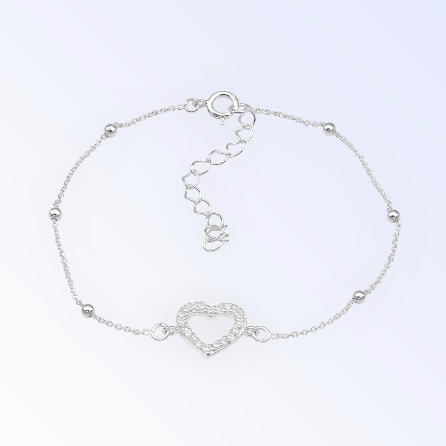 Heart Silver Chain Bracelet