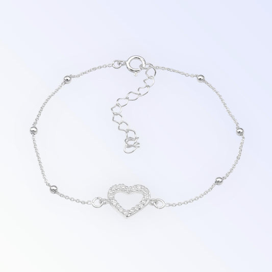 Heart Silver Chain Bracelet