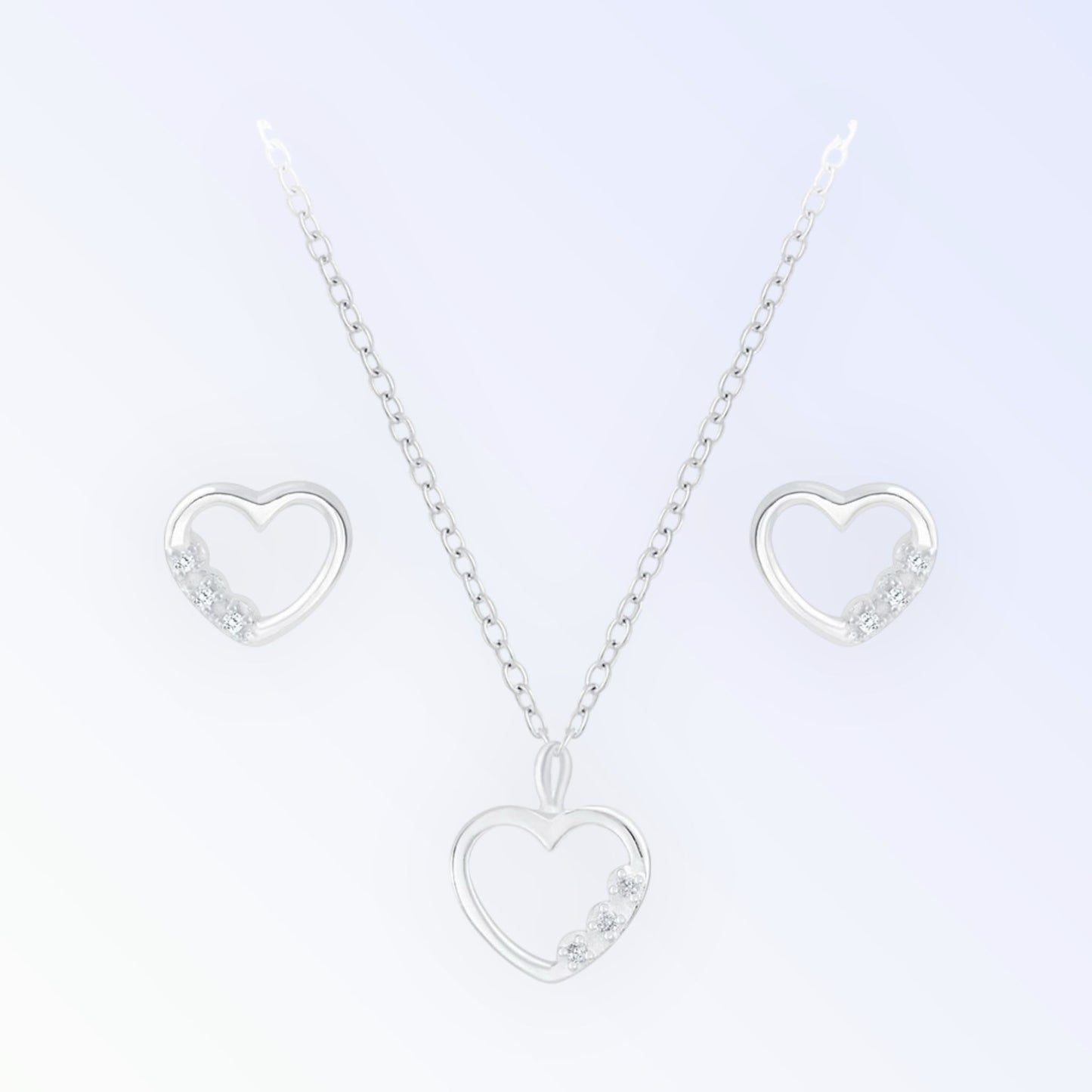 Heart Necklace and Ear Studs Set