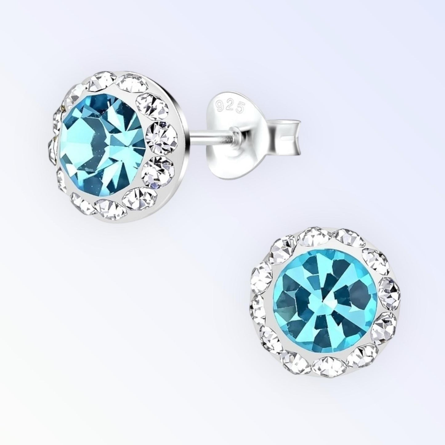 Blue Round Ear Studs
