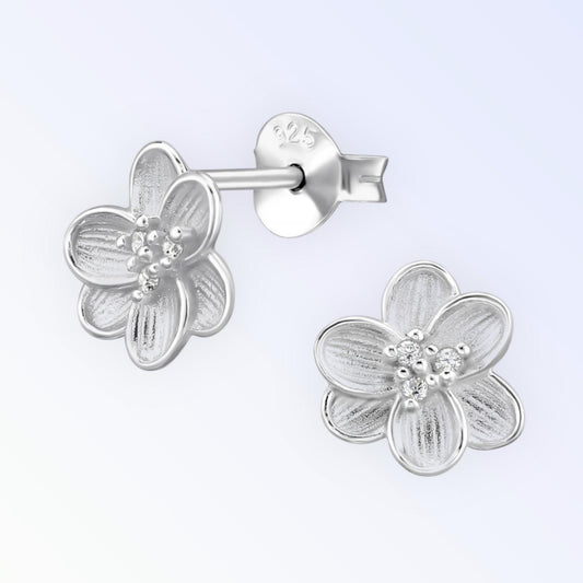 Frangipani, Plumeria Cubic Zirconia Ear Studs